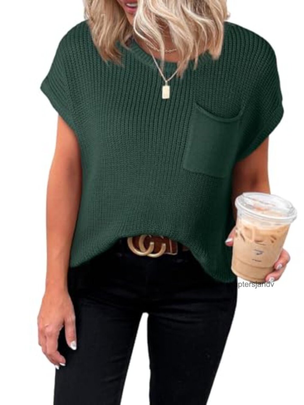 Dokotoo Women's Short Sleeve Sweater Tunic Top Business Casual Loose Knit
